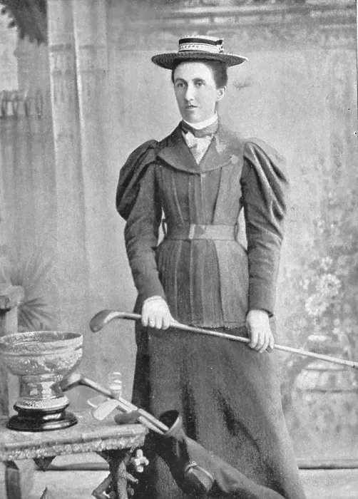 Framed Print : Portrait of the Irish lady golfer Miss Cox, 1896. Creator: Lee & Co Framed Print : Portrait of the Irish lady golfer Miss Cox, 1896. Creator: Lee & Co