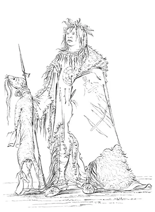 Framed Print : Portrait of Iron Horn, Native American man, 1841. Artist: Myers and Co Framed Print : Portrait of Iron Horn, Native American man, 1841. Artist: Myers and Co