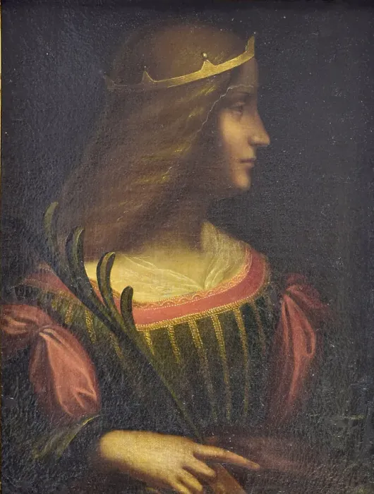 Framed Print : Portrait of Isabella d Este, c. 1510. Artist: Leonardo da Vinci, (attributed) Framed Print : Portrait of Isabella d Este, c. 1510. Artist: Leonardo da Vinci, (attributed)