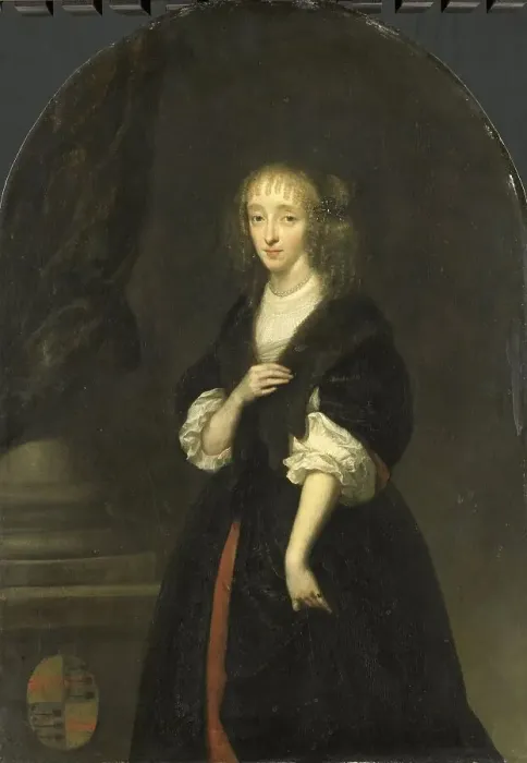 Framed Print : Portrait of Jacoba Bicker (1640-95), wife of Pieter de Graeff, 1663. Creator: Gaspar Netscher Framed Print : Portrait of Jacoba Bicker (1640-95), wife of Pieter de Graeff, 1663. Creator: Gaspar Netscher