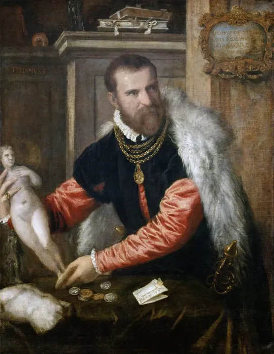 Framed Print : Portrait of Jacopo Strada (1507-1588), ca 1567. Artist: Titian (1488-1576) Framed Print : Portrait of Jacopo Strada (1507-1588), ca 1567. Artist: Titian (1488-1576)