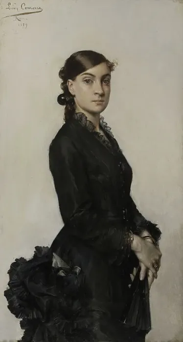 Framed Print : Portrait of Jacqueline Comerre-Paton in a black dress, 1879. Creator: Leon Francois Comerre Framed Print : Portrait of Jacqueline Comerre-Paton in a black dress, 1879. Creator: Leon Francois Comerre