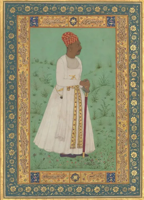 Framed Print : Portrait of Jadun Rai Deccani, Folio from the Shah Jahan Album, recto: ca Framed Print : Portrait of Jadun Rai Deccani, Folio from the Shah Jahan Album, recto: ca