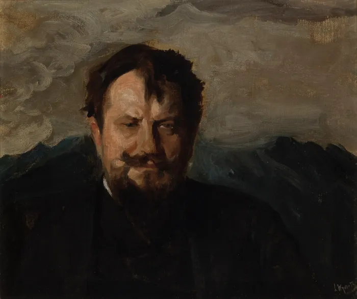 Framed Print : Portrait of Jan Kasprowicz, 1898, [1906]. Creator: Leon Wyczolkowski