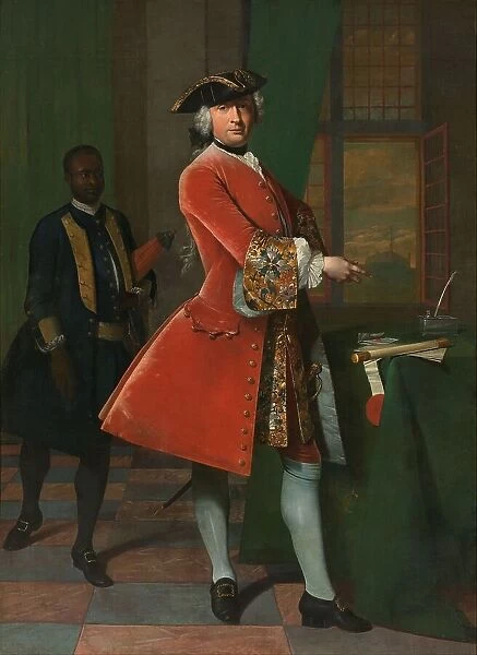 Portrait of Jan Pranger and an Enslaved Servant, 1742. Creator: Frans van der Mijn