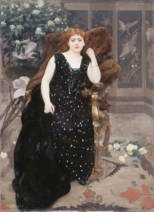 Framed Print : Portrait of Jane Hading. Artist: Roll, Alfred Philippe (1846-1919) Framed Print : Portrait of Jane Hading. Artist: Roll, Alfred Philippe (1846-1919)