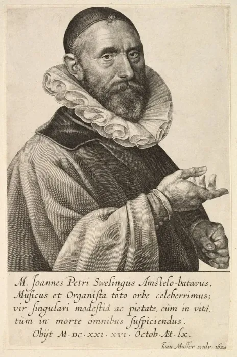 Framed Print : Portrait of Jans Pietersz Sweelinck, pub. 1624. Creator: Jan Muller (1571 - 1628) Framed Print : Portrait of Jans Pietersz Sweelinck, pub. 1624. Creator: Jan Muller (1571 - 1628)