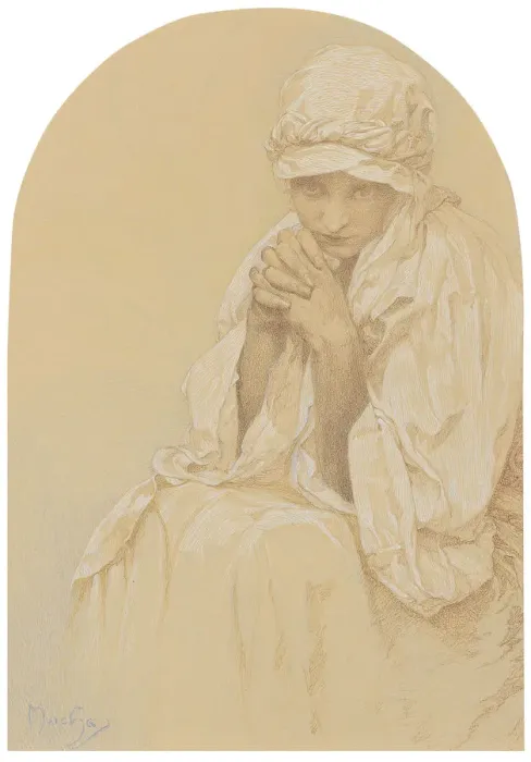 Framed Print : Portrait of Jaroslava, the artists Daughter, c. 1924. Creator: Mucha, Alfons Marie (1860-1939) Framed Print : Portrait of Jaroslava, the artists Daughter, c. 1924. Creator: Mucha, Alfons Marie (1860-1939)