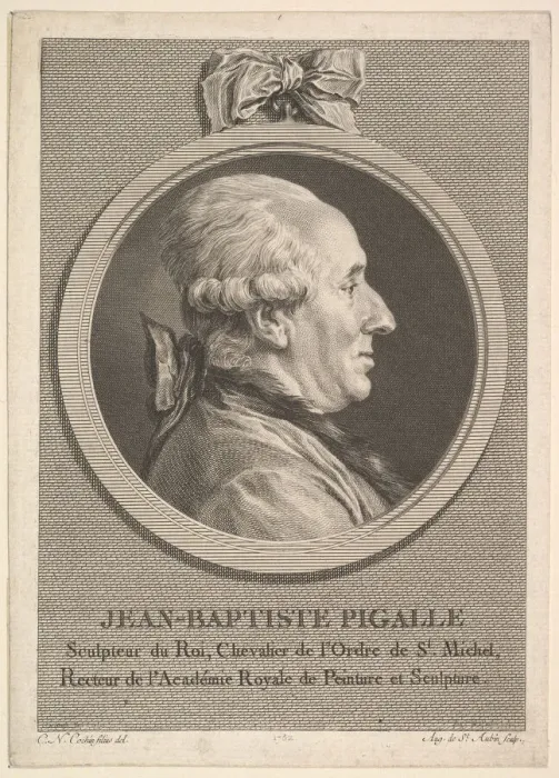 Framed Print : Portrait of Jean-Baptiste Pigalle, 1782. Creator: Augustin de Saint-Aubin Framed Print : Portrait of Jean-Baptiste Pigalle, 1782. Creator: Augustin de Saint-Aubin