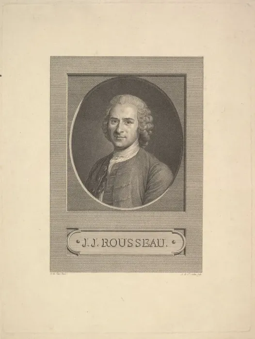 Framed Print : Portrait of Jean-Jacques Rousseau, 1777. Creator: Augustin de Saint-Aubin