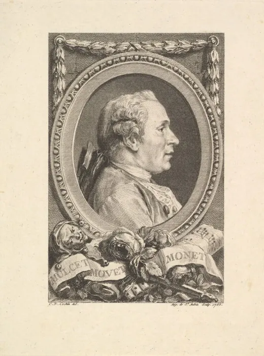 Framed Print : Portrait of Jean Monnet, 1765. Creator: Augustin de Saint-Aubin Framed Print : Portrait of Jean Monnet, 1765. Creator: Augustin de Saint-Aubin