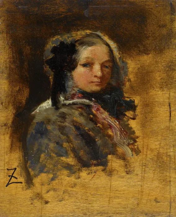 Framed Print : Portrait de jeune fille, between 1845 and 1848. Creator: Felix Francois Georges Philibert Ziem Framed Print : Portrait de jeune fille, between 1845 and 1848. Creator: Felix Francois Georges Philibert Ziem