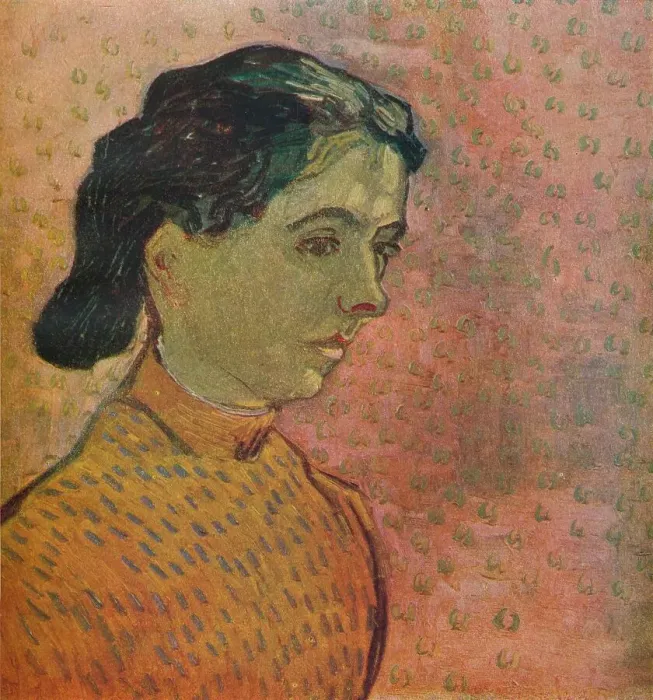 Framed Print : Portrait De Jeune Fille Sur Fond Rose, 1888. Artist: Vincent van Gogh Framed Print : Portrait De Jeune Fille Sur Fond Rose, 1888. Artist: Vincent van Gogh
