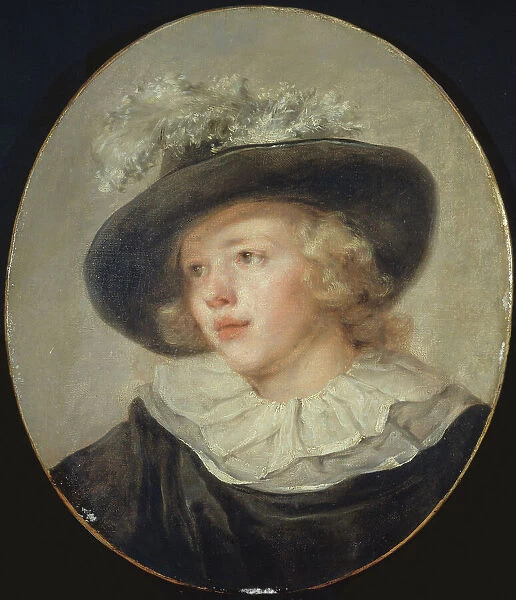 Portrait de jeune garçon avec un chapeau à plumes, c.1785. Creator: Jean-Honore Fragonard