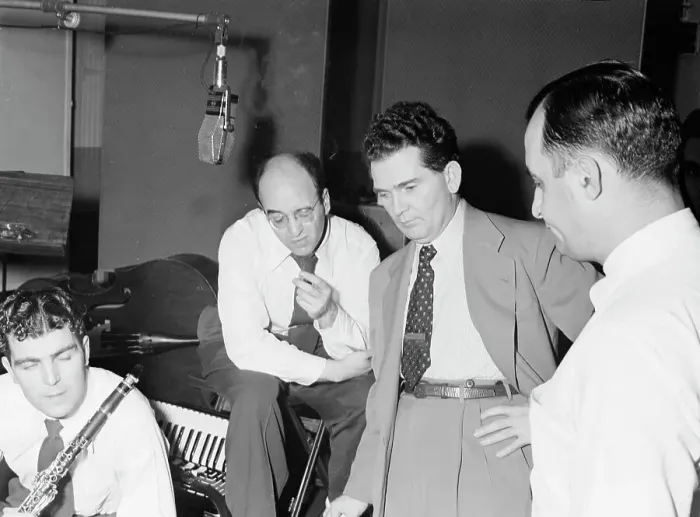 Framed Print : Portrait of Joe Mooney, Andy Fitzgerald, Gaeton (Gate) Frega, and Morty Palitz...N.Y. ca. Dec. 1946 Creator: William Paul Gottlieb Framed Print : Portrait of Joe Mooney, Andy Fitzgerald, Gaeton (Gate) Frega, and Morty Palitz...N.Y. ca. Dec. 1946 Creator: William Paul Gottlieb
