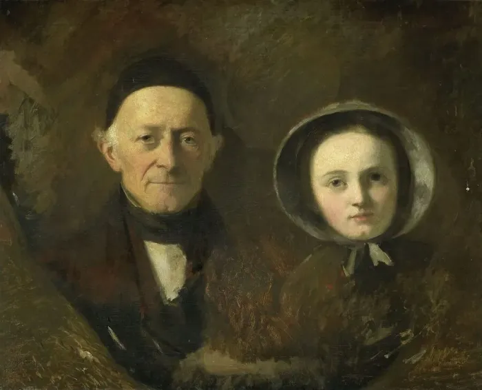 Framed Print : Portrait of Johann Joseph Hermann, the Artist's Father-in-Law, with his Grandchild Ida Schwartze, th Creator: Johan Georg Schwartze Framed Print : Portrait of Johann Joseph Hermann, the Artist's Father-in-Law, with his Grandchild Ida Schwartze, th Creator: Johan Georg Schwartze