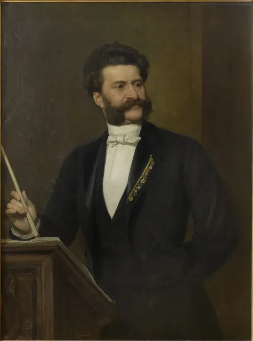 Framed Print : Portrait of Johann Strauss (1825-1899), 1888. Creator: Eisenmenger, August (1830-1907) Framed Print : Portrait of Johann Strauss (1825-1899), 1888. Creator: Eisenmenger, August (1830-1907)