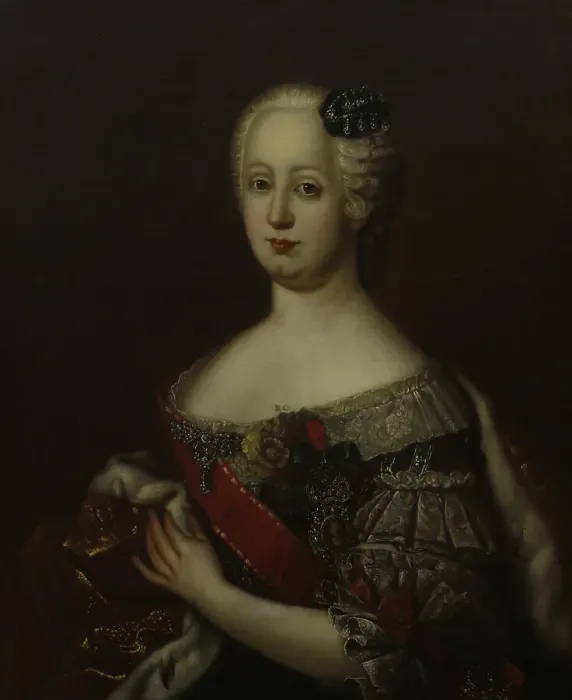 Framed Print : Portrait of Johanna-Elizabeth, Electress of Anhalt-Zerbst (1712-1760), Second Half of the 18th cen. Creator: Anonymous Framed Print : Portrait of Johanna-Elizabeth, Electress of Anhalt-Zerbst (1712-1760), Second Half of the 18th cen. Creator: Anonymous