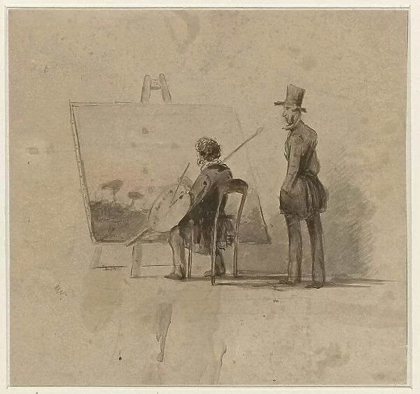 Portrait of Johannes Franciscus Hoppenbrouwers in front of his easel and A. van den Berg... 1865. Creator: Louis Apol