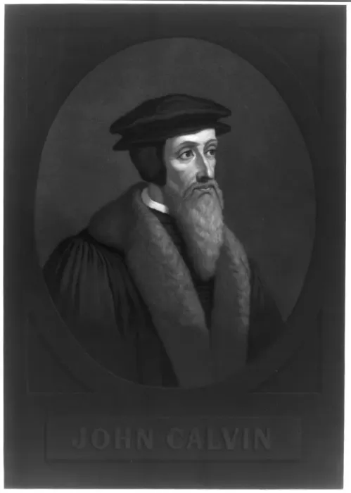 Framed Print : Portrait of John Calvin (1509-1564), Early 19th cen Artist: Anonymous Framed Print : Portrait of John Calvin (1509-1564), Early 19th cen Artist: Anonymous