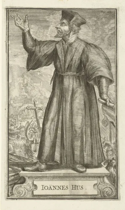 Framed Print : Portrait of John Hus, 1701. Artist: Hooghe, Romeyn de (1645-1708) Framed Print : Portrait of John Hus, 1701. Artist: Hooghe, Romeyn de (1645-1708)