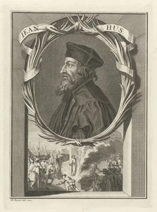 Framed Print : Portrait of John Hus, 1712. Artist: Picart, Bernard (1673?1733) Framed Print : Portrait of John Hus, 1712. Artist: Picart, Bernard (1673?1733)