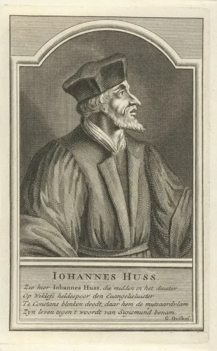 Framed Print : Portrait of John Hus, c. 1710. Artist: Laan, Adolf van der (1684-1755) Framed Print : Portrait of John Hus, c. 1710. Artist: Laan, Adolf van der (1684-1755)