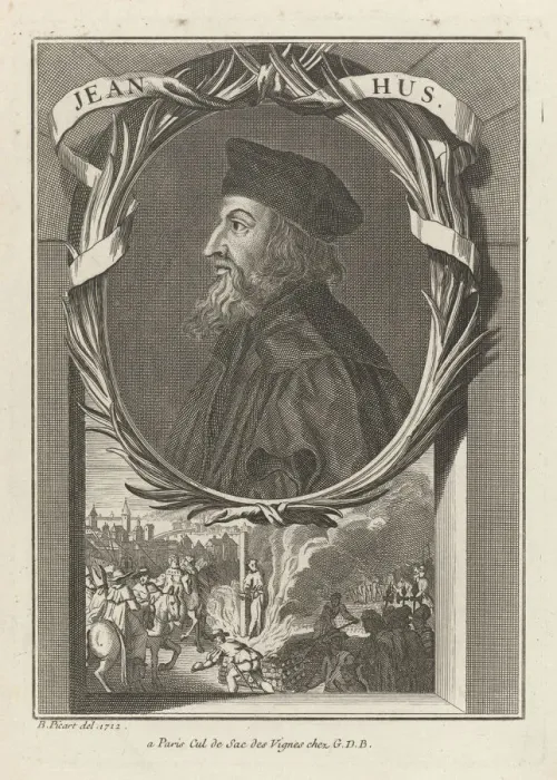 Framed Print : Portrait of John Hus, ca 1720. Artist: Picart, Bernard (1673?1733) Framed Print : Portrait of John Hus, ca 1720. Artist: Picart, Bernard (1673?1733)