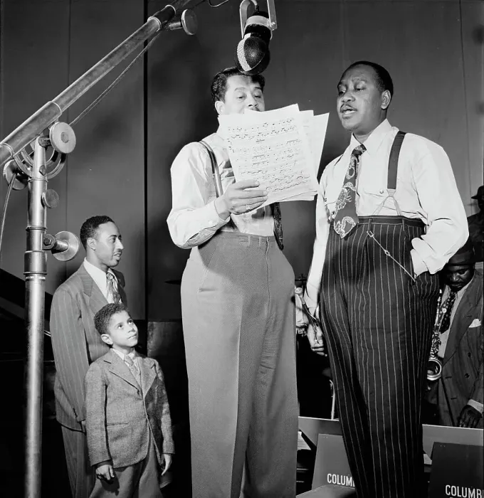 Framed Print : Portrait of Jonah Jones and Cab Calloway, Columbia studio, New York, N.Y. ca. Mar. 1947. Creator: William Paul Gottlieb Framed Print : Portrait of Jonah Jones and Cab Calloway, Columbia studio, New York, N.Y. ca. Mar. 1947. Creator: William Paul Gottlieb