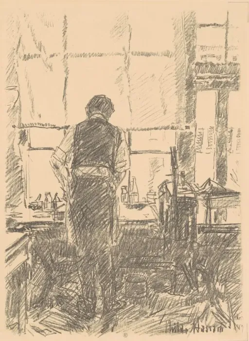 Framed Print : Portrait of Joseph Pennell, 1917. Creator: Frederick Childe Hassam Framed Print : Portrait of Joseph Pennell, 1917. Creator: Frederick Childe Hassam