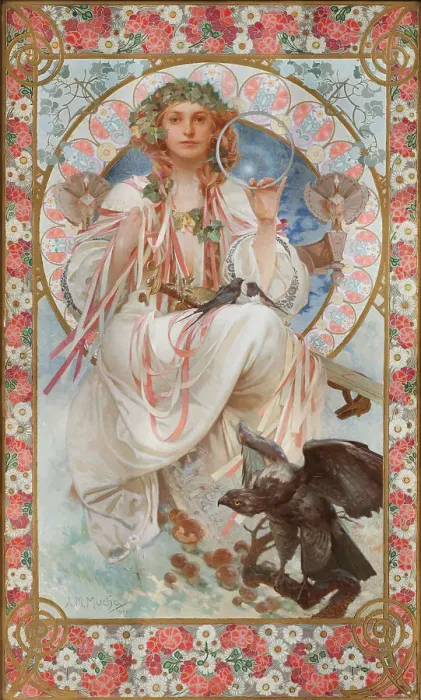 Framed Print : Portrait of Josephine Crane-Bradley (1886-1952) as Slavia, 1908. Creator: Mucha; Alfons Marie (1860-1939) Framed Print : Portrait of Josephine Crane-Bradley (1886-1952) as Slavia, 1908. Creator: Mucha; Alfons Marie (1860-1939)