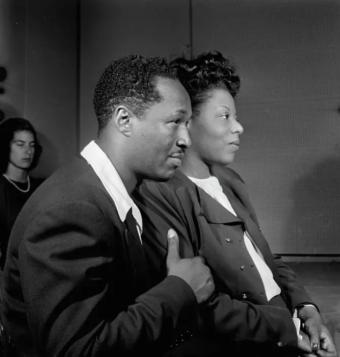 Framed Print : Portrait of Josh White and Mary Lou Williams, WMCA, New York, N.Y. ca. Oct. 1947. Creator: William Paul Gottlieb Framed Print : Portrait of Josh White and Mary Lou Williams, WMCA, New York, N.Y. ca. Oct. 1947. Creator: William Paul Gottlieb
