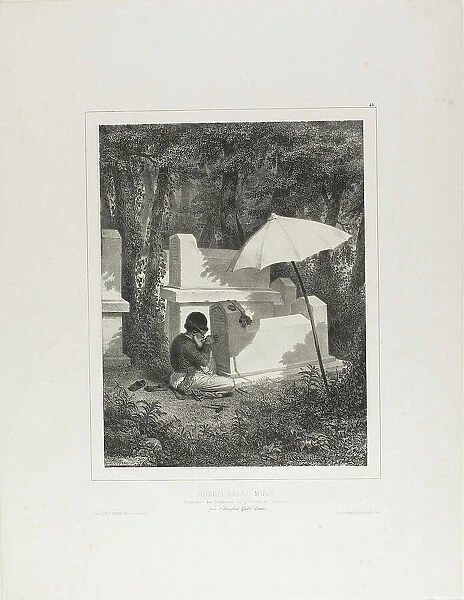 Portrait of Juguda Kazaz, Misiz, at Work as a Tomb Sculptor in the Josaphat Valley, Near T... 1837. Creator: Auguste Raffet