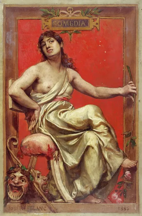 Framed Print : Portrait of Julia Bartet (1854-1941), in allegory of comedy, 1885. Creator: Joseph Blanc Framed Print : Portrait of Julia Bartet (1854-1941), in allegory of comedy, 1885. Creator: Joseph Blanc