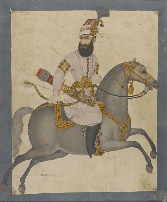 Framed Print : Portrait of Karim Khan Zand on horseback