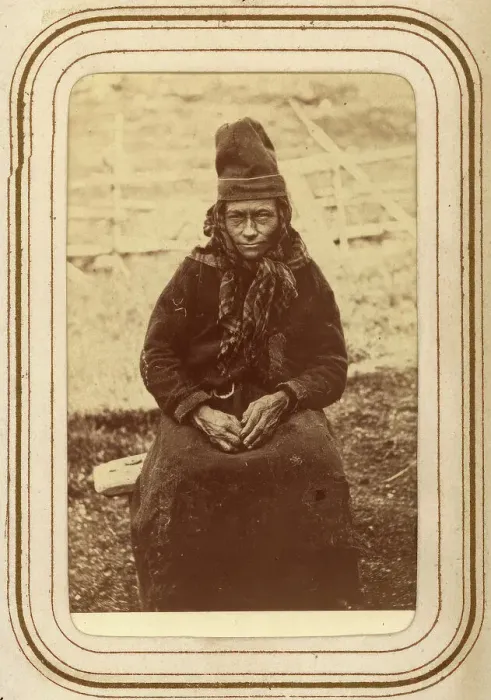 Framed Print : Portrait of Karin Nilsdotter Finnberg, born Länta, age 50, Sirka's Sami village, 1868. Creator: Lotten von Duben Framed Print : Portrait of Karin Nilsdotter Finnberg, born Länta, age 50, Sirka's Sami village, 1868. Creator: Lotten von Duben