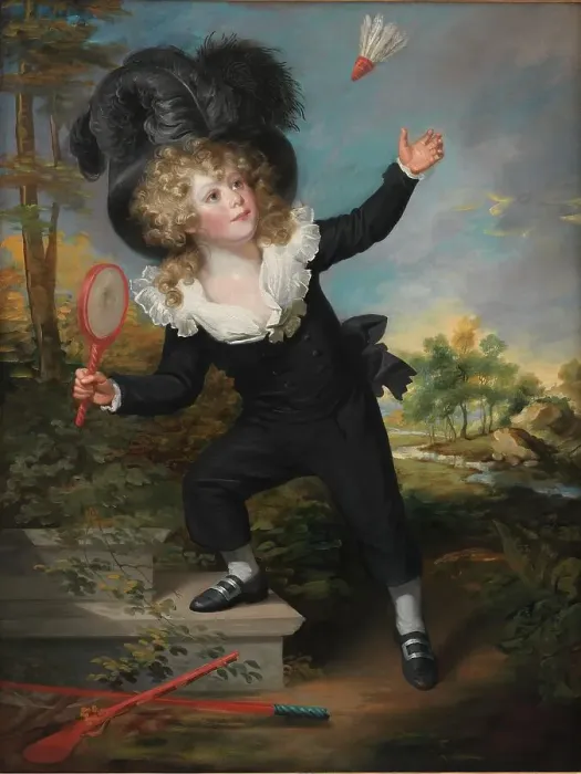 Framed Print : Portrait of Kennett Dixon playing shuttlecock, 1788-1792. Creator: Sir William Beechey Framed Print : Portrait of Kennett Dixon playing shuttlecock, 1788-1792. Creator: Sir William Beechey