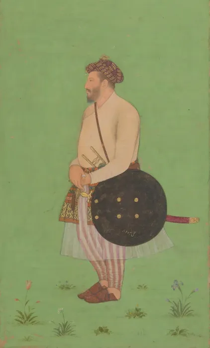Framed Print : Portrait of Khan Dauran Bahadur Nusrat Jang, Folio from the Shah Jahan Album, verso: ca Framed Print : Portrait of Khan Dauran Bahadur Nusrat Jang, Folio from the Shah Jahan Album, verso: ca