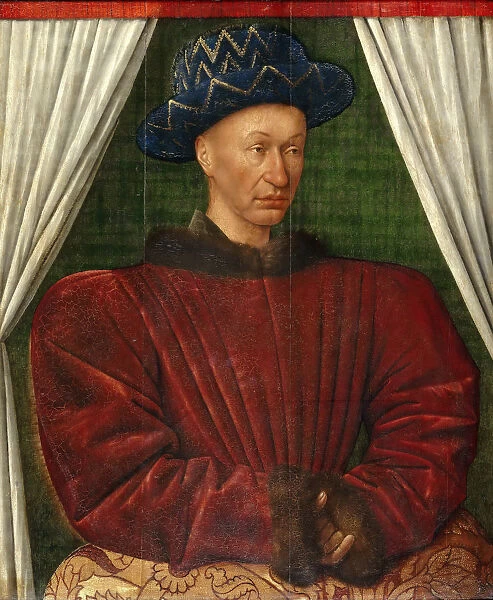 Portrait of the King Charles VII of France, 1445-1450. Artist: Fouquet, Jean (1420?1481)