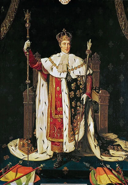 Portrait of King Charles X of France (1757-1836) in Anointment Robe, 1829. Creator: Ingres, Jean Auguste Dominique (1780-1867)