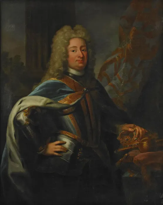 Framed Print : Portrait of the King Frederick I of Sweden (1676-1751). Artist: Schroeder, Georg Engelhard (1684-1750) Framed Print : Portrait of the King Frederick I of Sweden (1676-1751). Artist: Schroeder, Georg Engelhard (1684-1750)