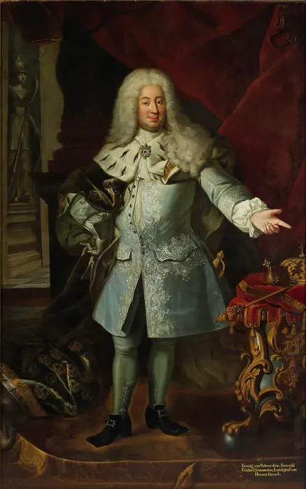 Framed Print : Portrait of King Frederick I of Sweden (1676-1751), First half of the 18th cent.. Creator: Schroeder, Georg Engelhard (1684-1750) Framed Print : Portrait of King Frederick I of Sweden (1676-1751), First half of the 18th cent.. Creator: Schroeder, Georg Engelhard (1684-1750)