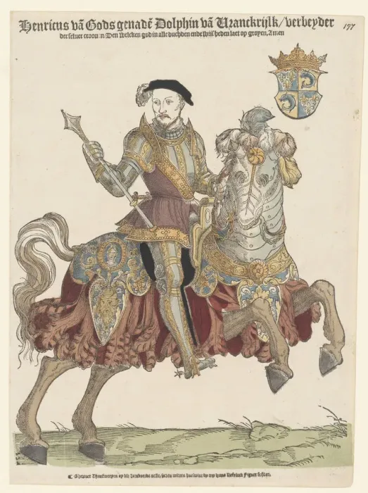 Framed Print : Portrait of King Henry II of France on horseback, 1542-1543. Artist: Anthonisz. Cornelis (1499-1553) Framed Print : Portrait of King Henry II of France on horseback, 1542-1543. Artist: Anthonisz. Cornelis (1499-1553)
