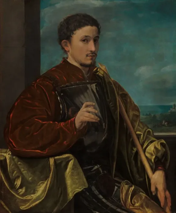 Framed Print : Portrait of a Knight, c. 1525. Creator: Giovanni Girolamo Savoldo Framed Print : Portrait of a Knight, c. 1525. Creator: Giovanni Girolamo Savoldo