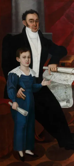 Framed Print : Portrait of Konstantin Rogal-Levitsky with Son Philipp, c. 1830. Artist: Anonymous Framed Print : Portrait of Konstantin Rogal-Levitsky with Son Philipp, c. 1830. Artist: Anonymous