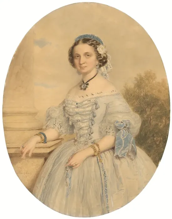 Framed Print : Portrait of a lady, 1860. Creator: Miklos Barabas Framed Print : Portrait of a lady, 1860. Creator: Miklos Barabas