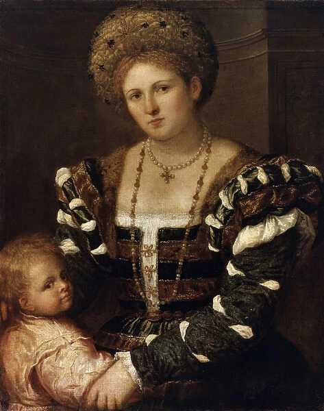 Portrait of a Lady with a Boy, 1530s. Artist: Paris Bordone