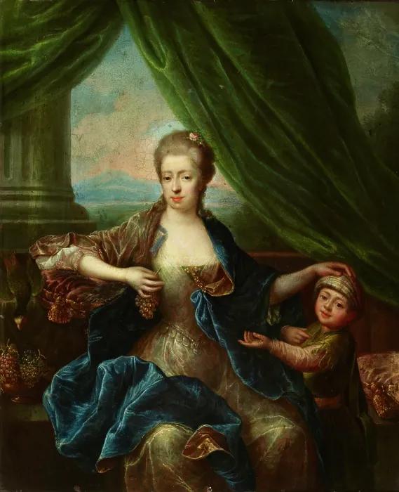 Framed Print : Portrait of a Lady with a Child, 18th century. Creator: Unknown Framed Print : Portrait of a Lady with a Child, 18th century. Creator: Unknown