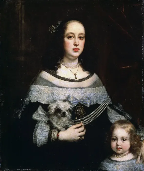 Framed Print : Portrait of a Lady and a Little Girl, c1660. Artist: Justus Sustermans Framed Print : Portrait of a Lady and a Little Girl, c1660. Artist: Justus Sustermans