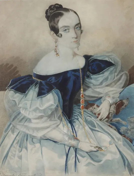 Framed Print : Portrait of a Lady with a Lorgnette, 1830s. Creator: Hampeln, Carl, von (1794-after 1880) Framed Print : Portrait of a Lady with a Lorgnette, 1830s. Creator: Hampeln, Carl, von (1794-after 1880)